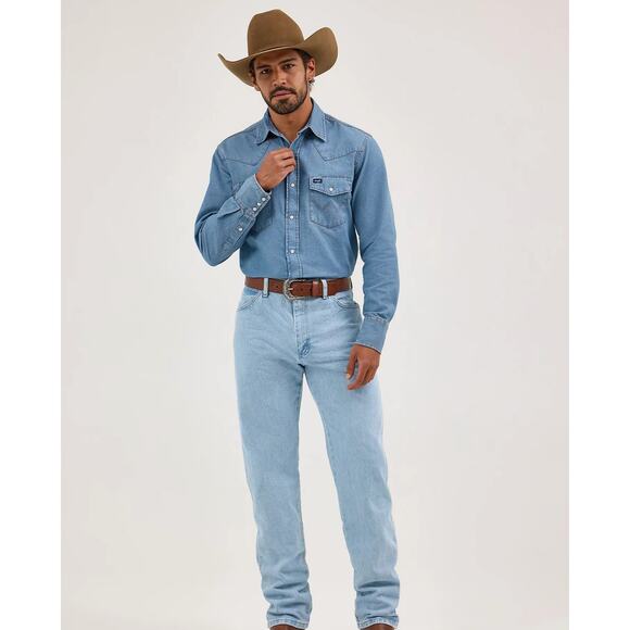Wrangler Cowboy Cut Original Jeans 42Wx30L Denim Light Wash Rodeo Western Mens - Picture 1 of 5